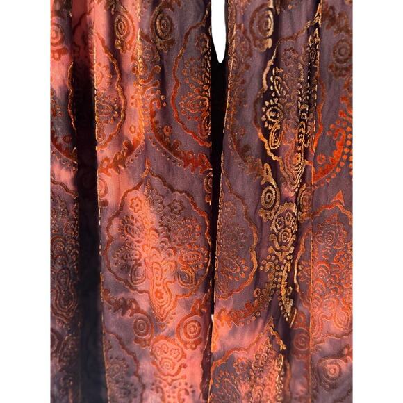 Susan Lawrence Velvet Tie Back Boho Brown Long Sleeve Blouse Womens Size Large - Picture 5 of 5